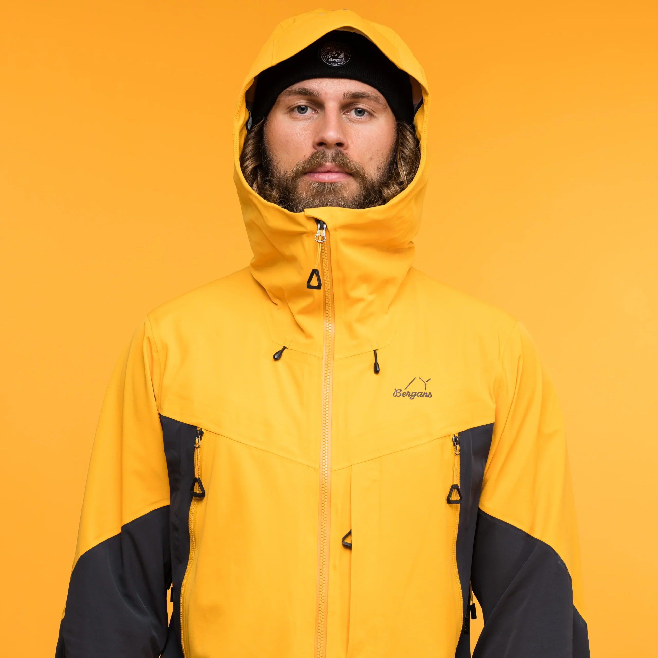 Online Bergans Y MountainLine Hybrid Softshell Jacket Men - Mango Yellow / Dark Shadow Grey