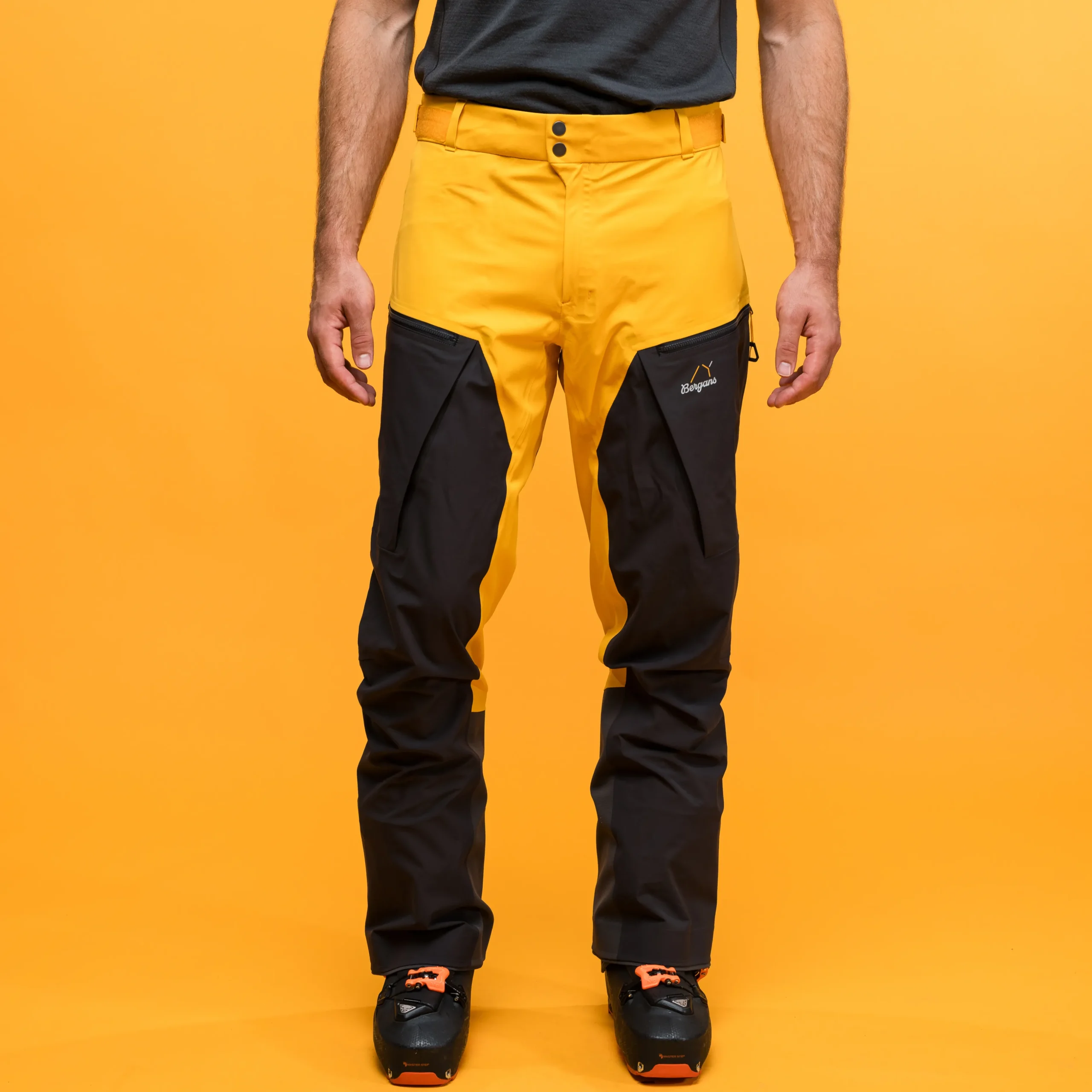 Cheap Bergans Y MountainLine Hybrid Softshell Pants Men - Mango Yellow / Dark Shadow Grey