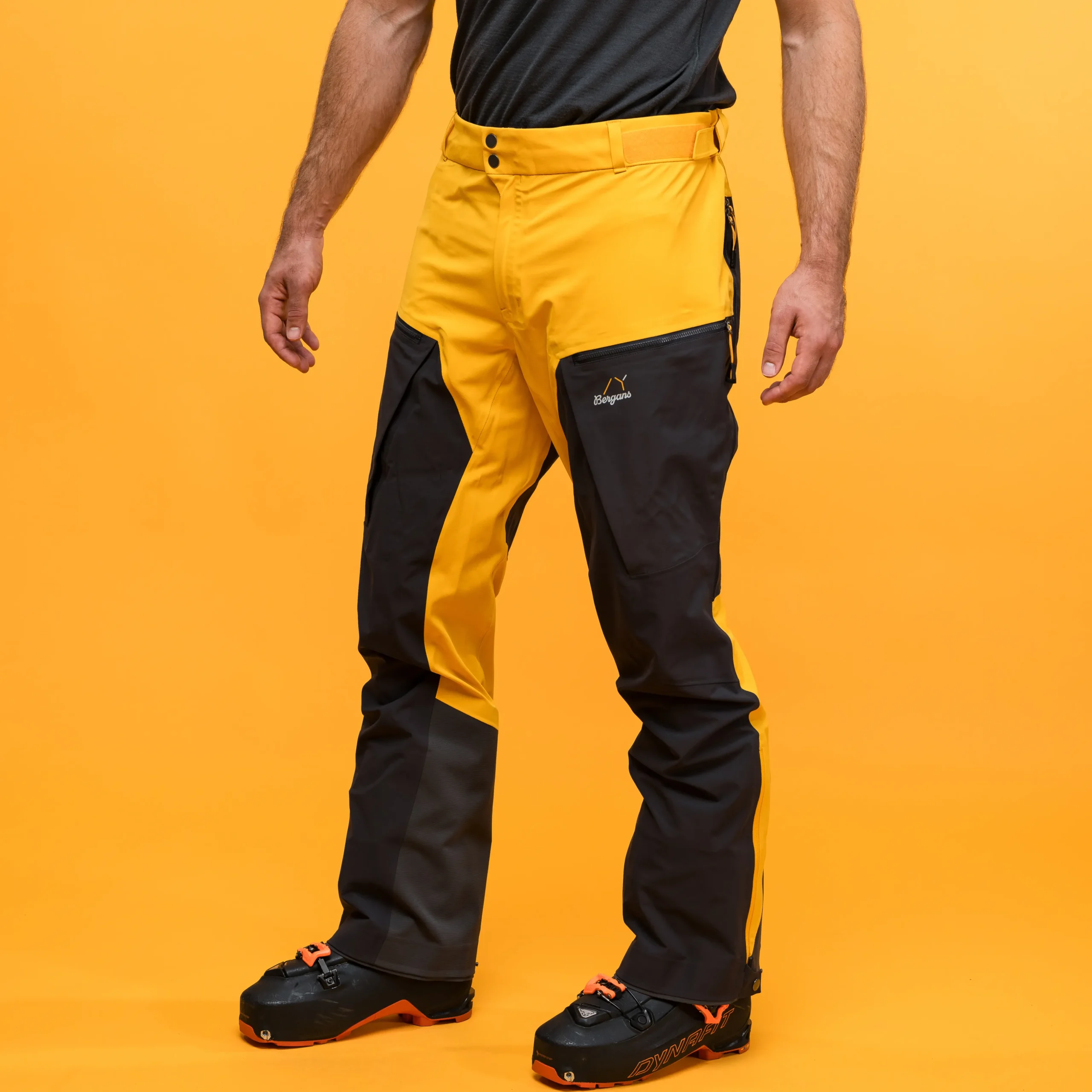 Cheap Bergans Y MountainLine Hybrid Softshell Pants Men - Mango Yellow / Dark Shadow Grey